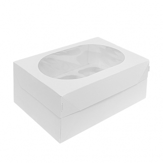 Упаковка для капкейков с окном ForGenika MUF - "Белая, 6 ячеек" (ForGenikaMUF6PRO) (Упаковка 1 шт.) фото 13558