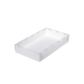 Упаковка для пряников с прозрачной крышкой - "Белая, волна, 25х15х3,5 см." (Упаковка 1 шт.) фото 5560
