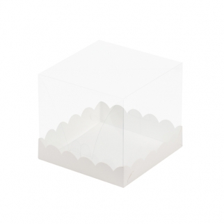 Упаковка для торта с прозрачным куполом - "Белая, 15х15х14 см." (Упаковка 1 шт.) фото 9497