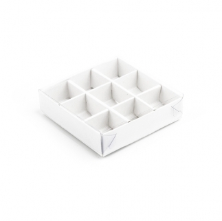 Упаковка для конфет с прозрачной крышкой АЙСТ - "Белая, 9 ячеек" (Упаковка 1 шт.) фото 7635