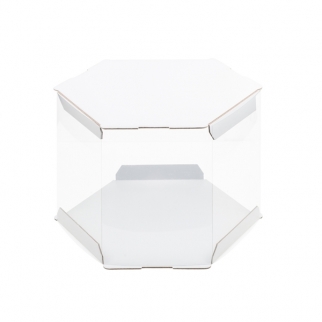 Упаковка для торта прозрачная - "Белая, шестигранник 24х24х20 см." (Упаковка 1 шт.) фото 11035