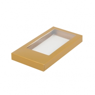 Упаковка для плитки шоколада с окном - "Золото, мат., 16х8х1,7 см." (Упаковка 1 шт.) фото 9101
