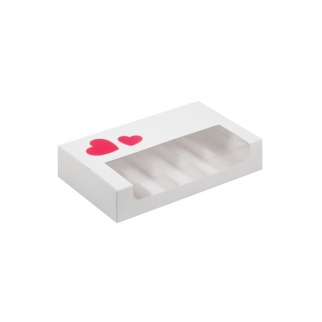 Упаковка для эклеров и эскимо с окном - "Белая, сердце 25х15х5 см." (Упаковка 1 шт.) фото 5942