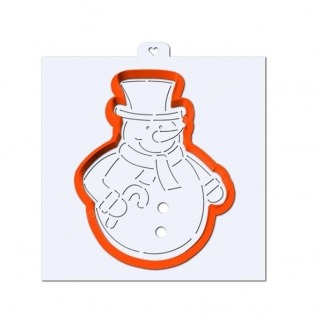 Вырубка + трафарет для печенья - "Снеговик в шляпе №2" (Упаковка 1 шт.) фото 8827