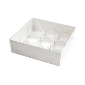 Упаковка для 9 моти с пластиковой крышкой - "Белая, 17,5х17,5х5,5 cм." (Упаковка 1 шт.) фото 13685