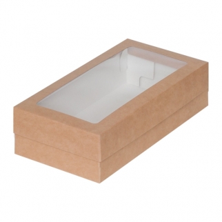Упаковка для макарон с прямоугольным окном - "Крафт, 21х11х5,5 см." (Упаковка 1 шт.) фото 13439