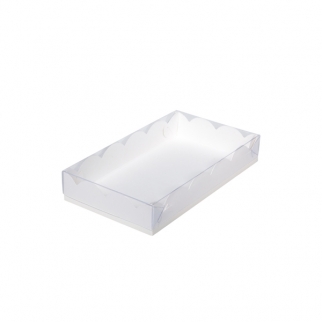 Упаковка для пряников с прозрачной крышкой - "Белая, волна, 20х12х3,5 см." (Упаковка 1 шт.) фото 5557