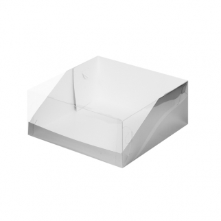 Упаковка для торта с прозрачной крышкой - "Серебро, Хром Эрзац, 23,5х23,5х10 см." (Упаковка 1 шт.) фото 6524