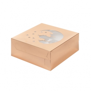Упаковка для капкейков с окном - "Полумесяц, золото, 9 ячеек", 23,5х23,5х10 см. (Упаковка 1 шт.) фото 12084