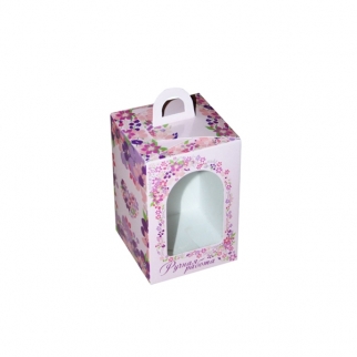 Упаковка для кулича МК - "Розовая с цветами" (1304) (Упаковка 1 шт.) фото 3037