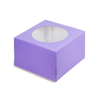 Упаковка для торта с окном - "Фиолетовая, гофра, 30х30х19 см." (Упаковка 1 шт.) фото 7143
