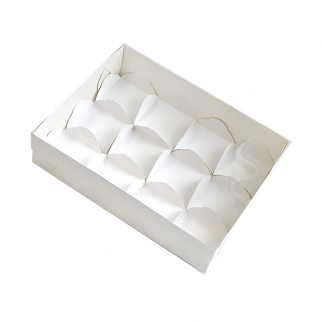 Упаковка для 12 моти с пластиковой крышкой - "Белая, 23,5х17,5х5,5 cм." (Упаковка 1 шт.) фото 13681