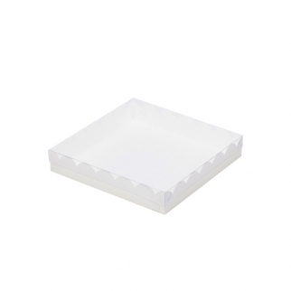Упаковка для пряников с прозрачной крышкой - "Белая, волна, 20х20х3,5 см." (Упаковка 1 шт.) фото 5558