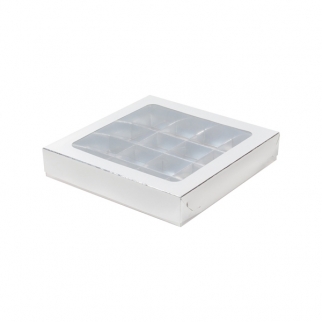 Упаковка для конфет с окном - "Серебро, 16 ячеек, 19х19х3 см." (050520-РК) (Упаковка 1 шт.) фото 6504