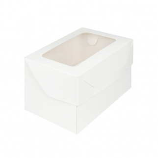 Упаковка для капкейков с прямоугольным окном - "Белая, 2 ячейки" (Упаковка 1 шт.) фото 13686