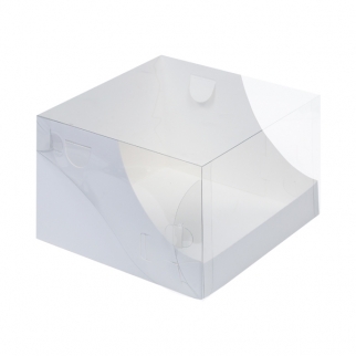 Упаковка для торта с прозрачной крышкой ПРЕМИУМ - "Белая, 20,5х20,5х14 см." (Упаковка 1 шт.) фото 11079