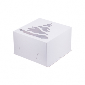 Упаковка для торта с окном ЕЛКА - "Белая, 30х30х19 см." (Упаковка 1 шт.) фото 6284