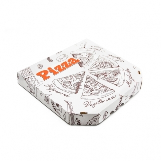 Упаковка для пиццы - "Белая с печатью", 33х33х4 см. (Упаковка 1 шт.) фото 4985