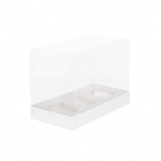 Упаковка для капкейков с прозрачной крышкой  - "Белая, 3 ячейки" (Упаковка 1 шт.) фото 5927