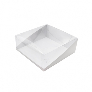 Упаковка для торта с прозрачной крышкой АЙСТ - "Белая, 25х25х10 см." (Упаковка 1 шт.) фото 3994
