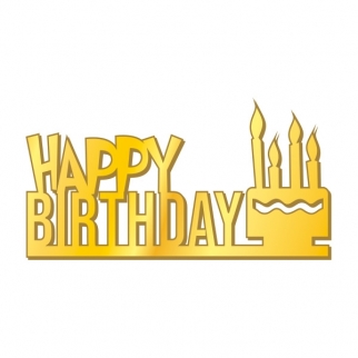 Топпер для торта - "Happy Birthday, торт со свечками" (Упаковка 1 шт.) фото 13343