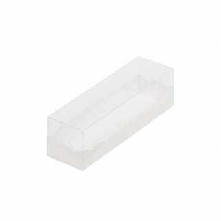 Упаковка для макарон с прозрачной крышкой - "Белая, волна, 19х5,5х5,5 см." (Упаковка 1 шт.) фото 5554