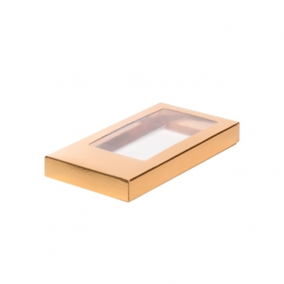 Упаковка для плитки шоколада с окном - "Золото, 18х9х1,7 см." (060712-РК) (Упаковка 1 шт.) фото 5570