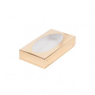 Упаковка для эклеров с окном - "Золото, 24х14х5 см." (080102-РК) (Упаковка 1 шт.) фото 5944