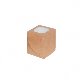 Упаковка для капкейков с окном - "Крафт, 1 ячейка" (Упаковка 1 шт.) фото 5825