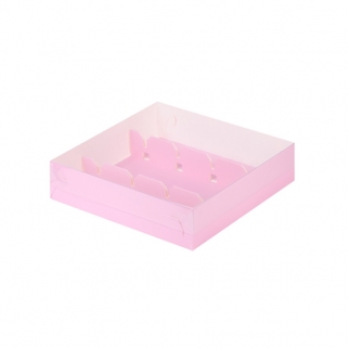 Упаковка с прозрачной крышкой для кейк-попсов - "Розовая матовая, 20х20х5 см." (Упаковка 1 шт.) фото 9132