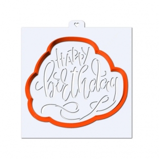 Вырубка + трафарет для печенья - "Happy birthday" (Упаковка 1 шт.) фото 8809