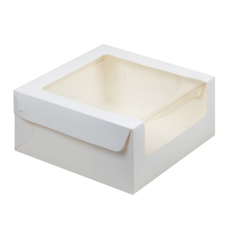 Упаковка для торта с окном - "Белая, 23,5х23,5х11 см." (Упаковка 1 шт.) фото 12247