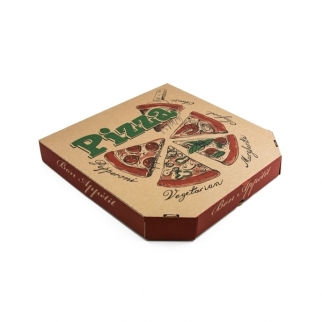 Упаковка для пиццы - "Бурая с печатью", 35х35х4,5 см. (S) (Упаковка 1 шт.) фото 5383