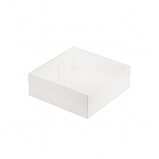 Упаковка для зефира с прозрачной крышкой - "Белая, 20х20х7 см." (Упаковка 1 шт.) фото 5531