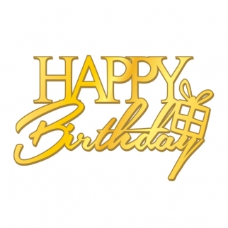 Топпер для торта - "Happy Birthday, подарок" (Упаковка 1 шт.) фото 13339