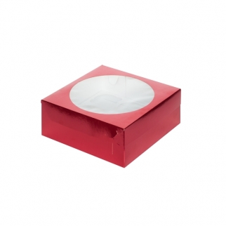 Упаковка для капкейков с окном - "Красная, 9 ячеек", 23,5х23,5х10 см. (Упаковка 1 шт.) фото 5926