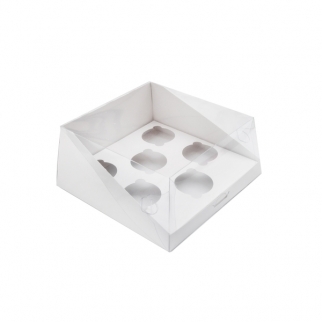 Упаковка для капкейков с прозрачной крышкой АЙСТ - "Белая, 6 ячеек" (Упаковка 1 шт.) фото 3962