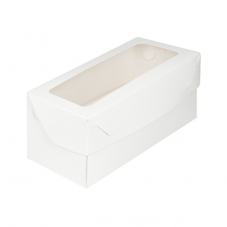Упаковка для капкейков с прямоугольным окном - "Белая, 3 ячейки, 24х10х10 см." (Упаковка 1 шт.) фото 13687