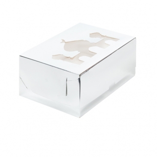 Упаковка для капкейков с окном - "Мечеть, серебро, 6 ячеек", 23,5х16х10 см. (Упаковка 1 шт.) фото 12082