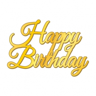 Топпер для торта - "Happy Birthday" (РЗА 133) (Упаковка 1 шт.) фото 13338
