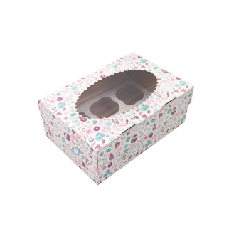 Упаковка для капкейков с окном ECO MUF - "Sweet, 6 ячеек" (ECOMUF6Sweet-GDC) (Упаковка 1 шт.) фото 7069