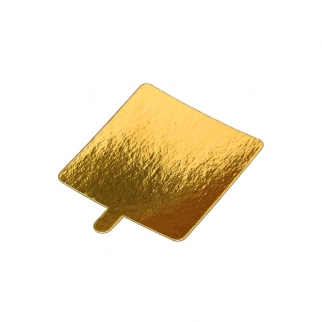 Подложка PASTICCIERE - "Золото, с ручкой" 75х75 мм. (GWDH75х75(0.8)) (Упаковка 100 шт.) фото 10571
