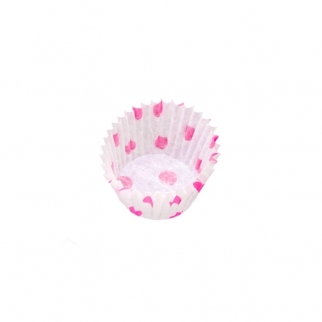 Тарталетка 3B - "Белая в розовый горох"; выс.24 мм.; ø 30 мм.; плот. 45 гр/м² (Упаковка 2000 шт.) фото 7597