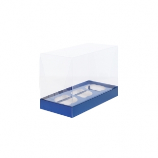 Упаковка для капкейков с прозрачной крышкой ПРЕМИУМ  - "Синяя, 3 ячейки" (Упаковка 1 шт.) фото 5930